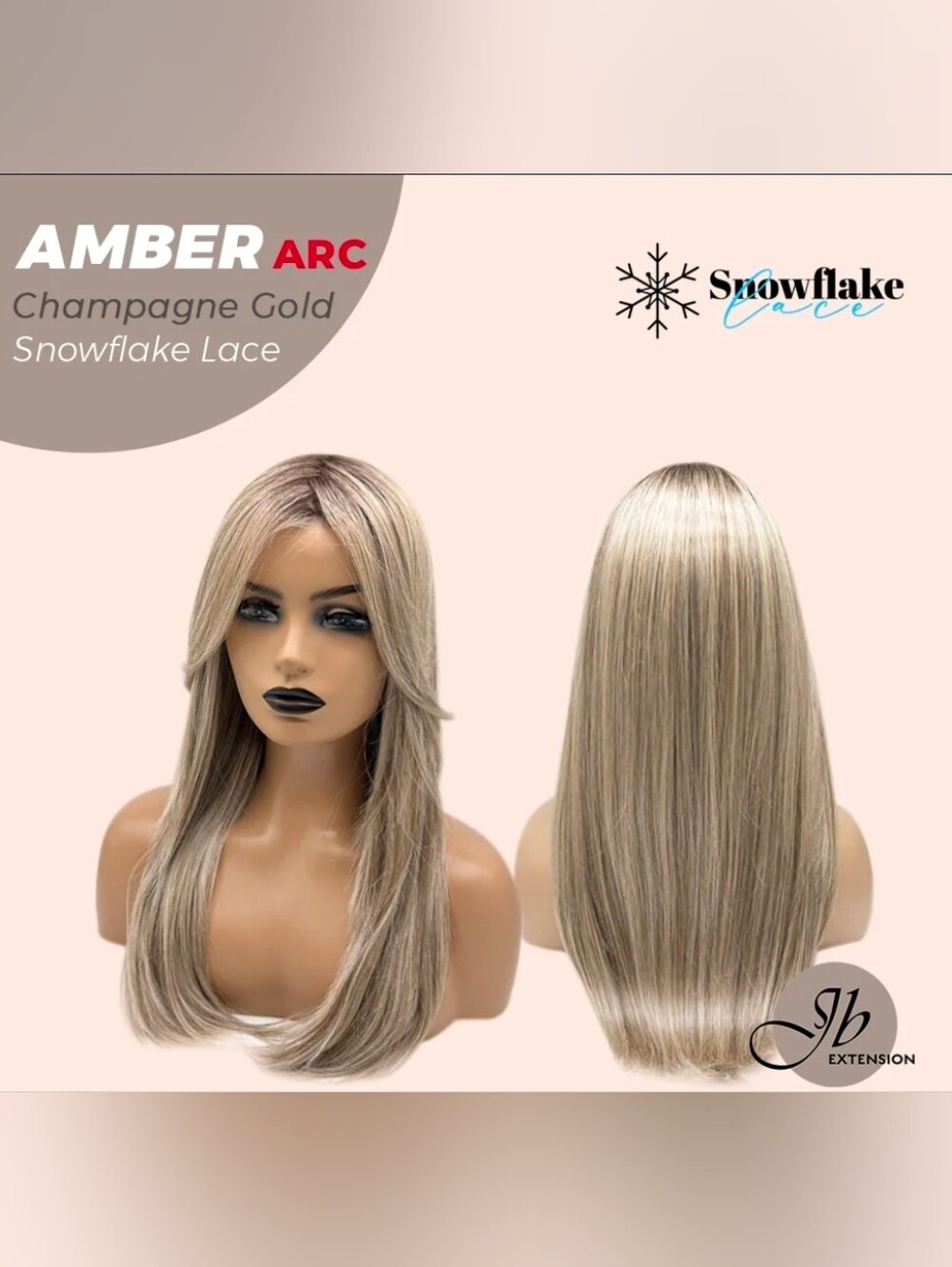 WIG - JBEXTENSION - AMBER CHAMPAGNE GOLD - Pre-Cut Arc Snowflake Lace